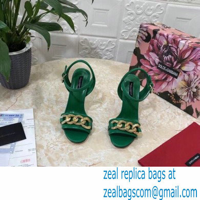 Dolce  &  Gabbana Heel 10.5cm Leather Chain Sandals Green 2021